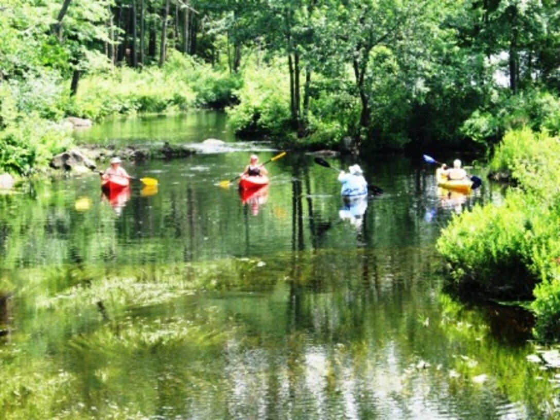 Kayakers enjoy paddling along the east branch of the Tully River, Tully Lake, Royalston, Mass. (U.S. Army Corps of Engineers photo)