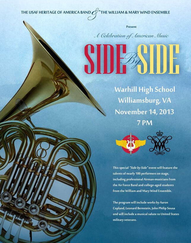 "Side by Side" concert with William & Mary Wind Ensemble at Warhill High School