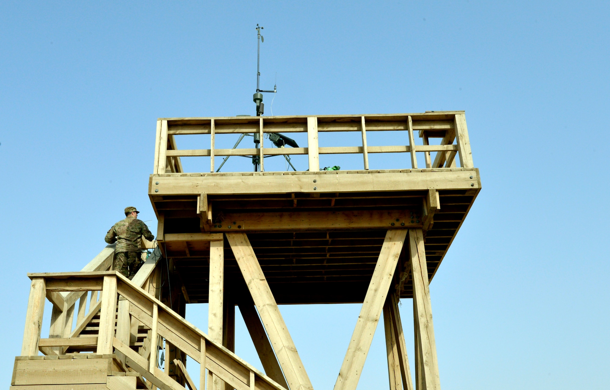 Staff Sgt. Mickey Steppe, 19th Expeditionary Weather Squadron, battlefield weather forecaster, prepares to test a Tactical Meteorological Observing System on Forward Operating Base Mazar-E-Sharif, Afghanistan. Airmen assigned to the 19th Expeditionary Weather Squadron are embedded throughout Afghanistan with Army units. Steppe is deployed from Virginia Air National Guard Headquarters and a native of Richmond, Va. (U.S. Air Force photo/ Staff Sgt. Stephenie Wade)