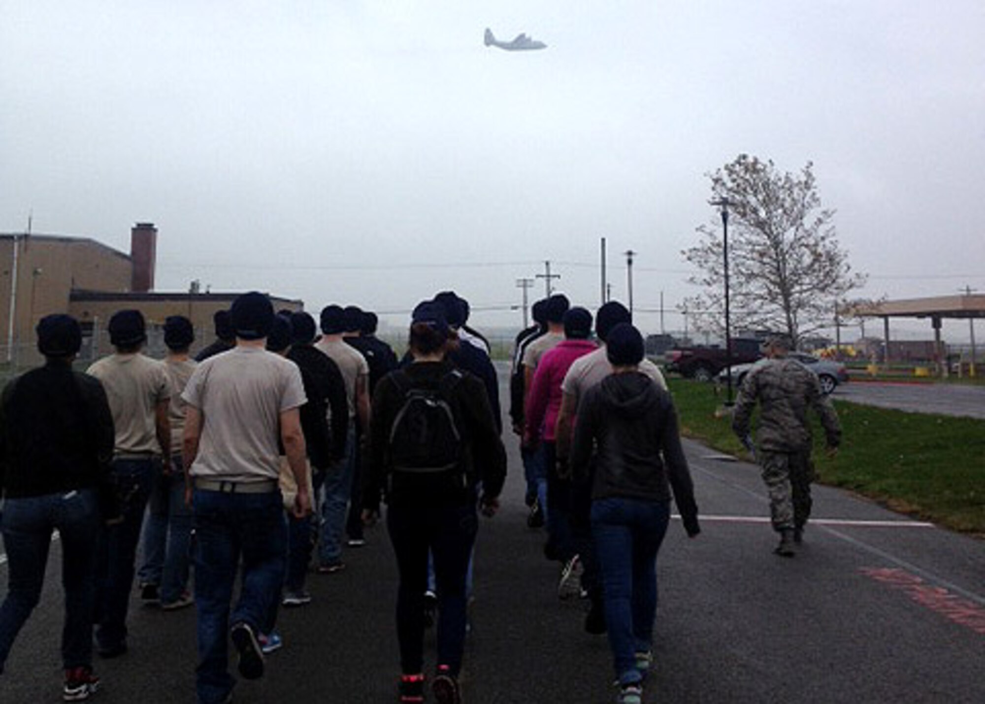Master Sgt. Alexander Pacheco, 914th Airlift Wing, leads his Development and Training Flight in a close marching drill November 2, 2013 at the Niagara Falls Air Reserve Station, N.Y.  (U.S. Air Force photo by Capt. Andrea Stover)