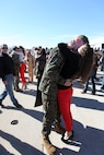 Marines from Marine Medium Tiltrotor Squadron 266 Reinforced warmly greet their loved ones during their homecoming ceremony aboard Marine Corps Air Station New River, Nov. 4. Marines from VMM-266 (Rein.) were greeted by a crowd of friends and family, who the Marines haven't seen since they departed for the 26th Marine Expeditionary Unit 26, 8 months ago.
