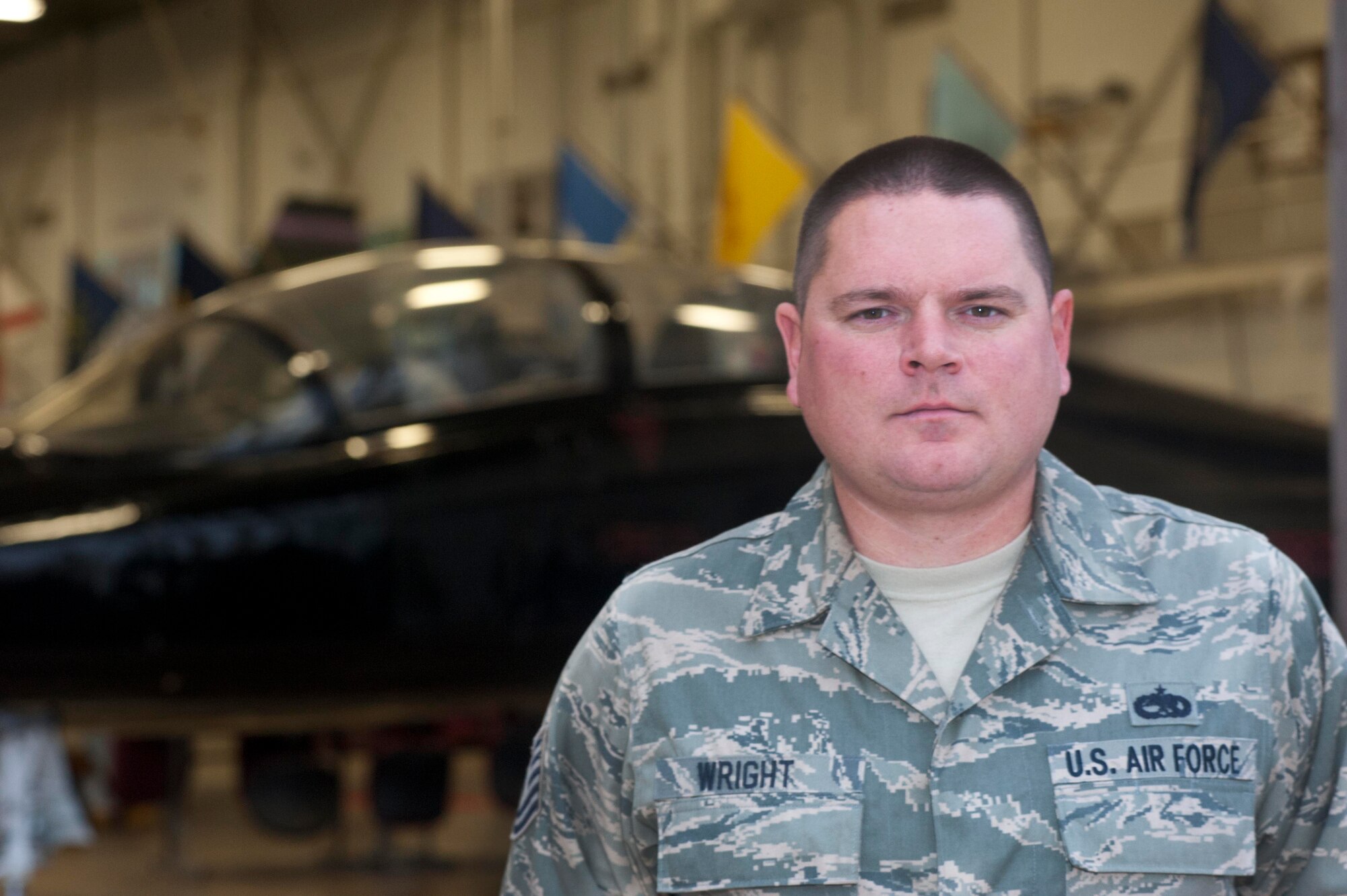 Tech. Sgt. Dustin Wright, a hydraulic systems specialist, part of the Air National Guard 142nd Fighter Wing, Portland Air National Guard Base, Portland, Ore., earned the ACE award. It is given for maintaining a 100 percent average. (U.S. Air Force photo/Airman 1st Class Jelani Gibson) 