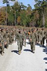 Marines with Marine Aviation Logistics Squadron 29 participate in a six-mile motivational hike, Nov. 4. The Marines reached their hiking destination and boarded CH-53E Super Stallions for transport to their origin point.