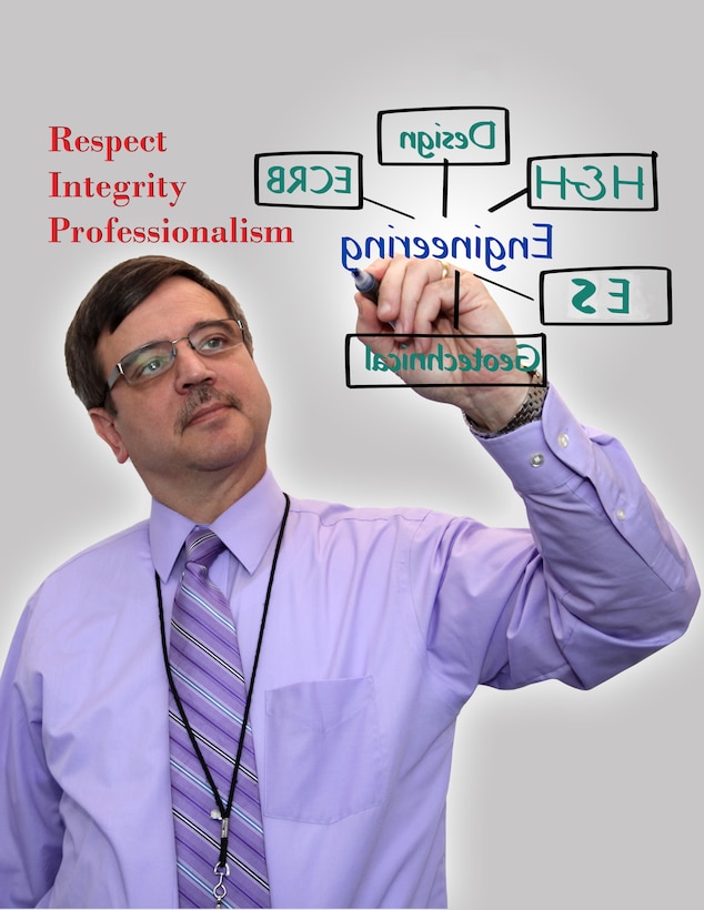 Mark Ohlstrom has lived by the words respect, integrity and professionalism since his U.S. Army Corps of Engineers, Seattle District, career began 35 years ago.  Those words on his office white board were erased when he retired on Nov. 1, but they will remain with those he worked with through the decades.