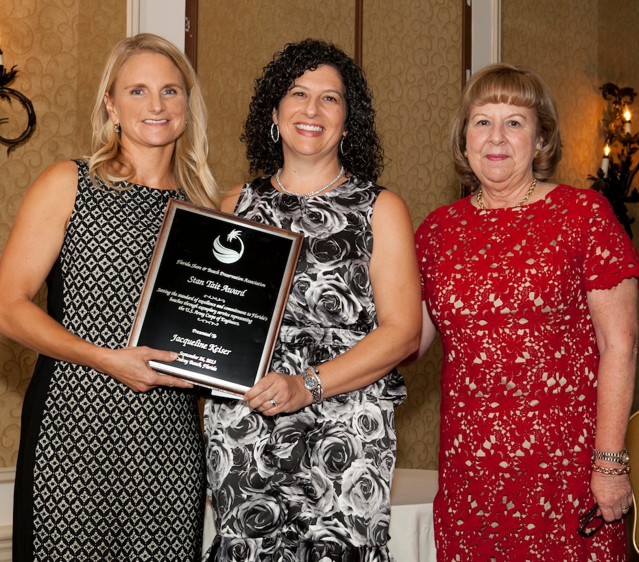 Jacqueline Keiser (left), chief of the coastal navigation section, received the Stan Tait Award from Leanne Welch, sponsor for Palm Beach County and Debbie Flack, FSBPA president, during the FSBPA’s 57th Annual Conference at Delray Beach Sept. 25-27.