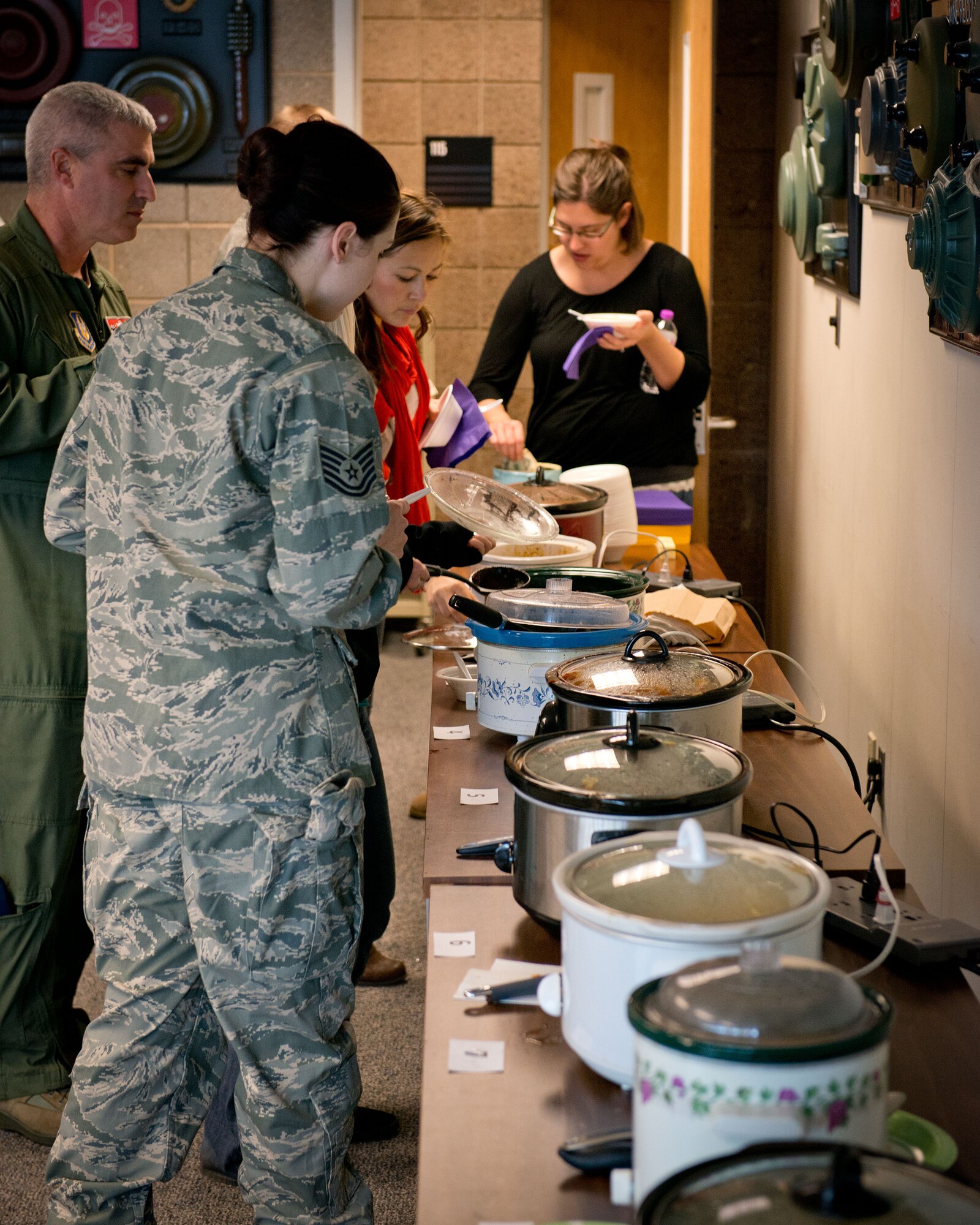The 934th Airlift Wing hosts a chili cook off contest to benefit the Combined Federal Campaign fund Friday.  The event raised over $200 for registered charities within the program.  (U.S. Air Force photo/Keith Langsdorf)