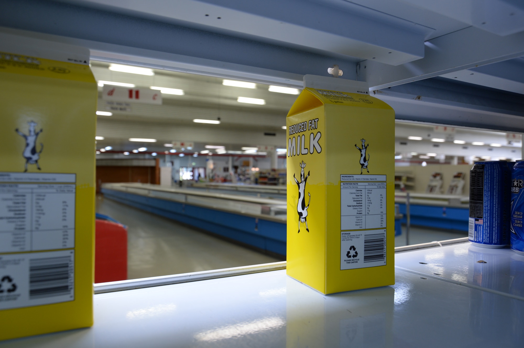 BITBURG BASE ANNEX, Germany --- A milk carton remains for sale during the final hours of the Bitburg Base Annex’s Commissary Oct. 31, 2013. The commissary closed Oct. 31, 2013, in response to a shifting population and diminishing sales. (U.S. Air Force photo by Senior Airman Joe W. McFadden / Released)