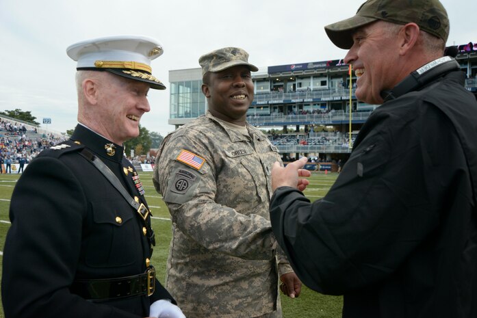 NORFOLK, Va. (Nov. 2, 2013) - Lt. Gen. Richard T. Tryon attended Old Dominion University's Military Appreciation Night, representing the United States Marine Corps. The Old Dominion Monarchs went on to defeat the Rhode Island Rams 66-14.