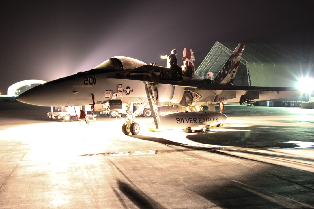 Marine Fighter Attack Squadron 115, also known as the Silver Eagles, will reflect on their storied tradition and history as they celebrate 70 years of excellence on Nov. 8, aboard Marine Corps Air Station Beaufort.
Established on July 1, 1943 in Santa Barbara, Calif., the Silver Eagles have distinguished themselves time and time again in the history books. They started off with a fleet of F4U-1 Corsairs and were the first Marine Corps squadron to receive a full complement of the F9F-2 Panther Jet Fighters in 1949. The squadron was also the first Marine Corps squadron to serve aboard a carrier, the USS Roosevelt, in 1950. 
