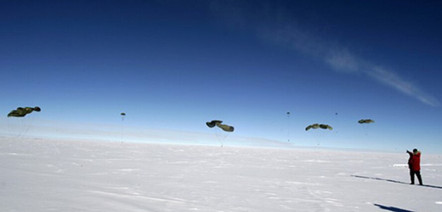 Airdrops in the Antarctica are a unique training opportunity.  This 446th and 62nd Airlift Wing Airmen deployed to support Operation Deep Freeze hope to conduct an airdrop over the South Pole mid-November. (U.S. Air Force photo)