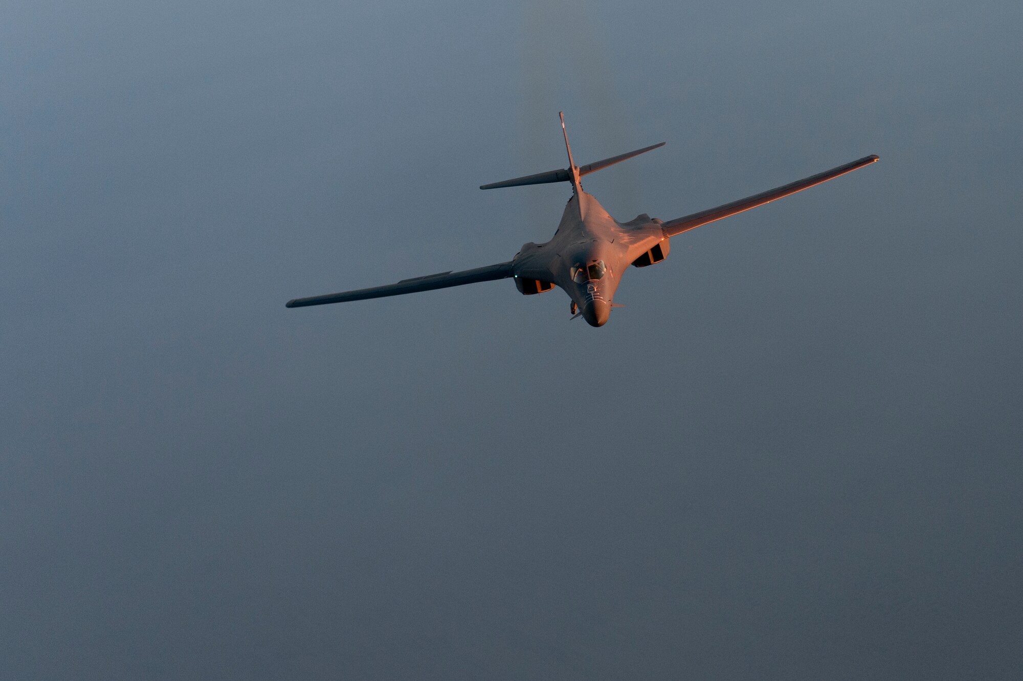 Lt. Col. Sloan Hollis, 379th Expeditionary Operations Support Squadron commander and pilot, maneuvers a B-1B Lancer bomber over Southern Afghanistan, Nov. 6, 2013. Sloan hails from Rapid City, S.D. 
(U.S. Air Force Photo/Master Sgt. Ben Bloker)
