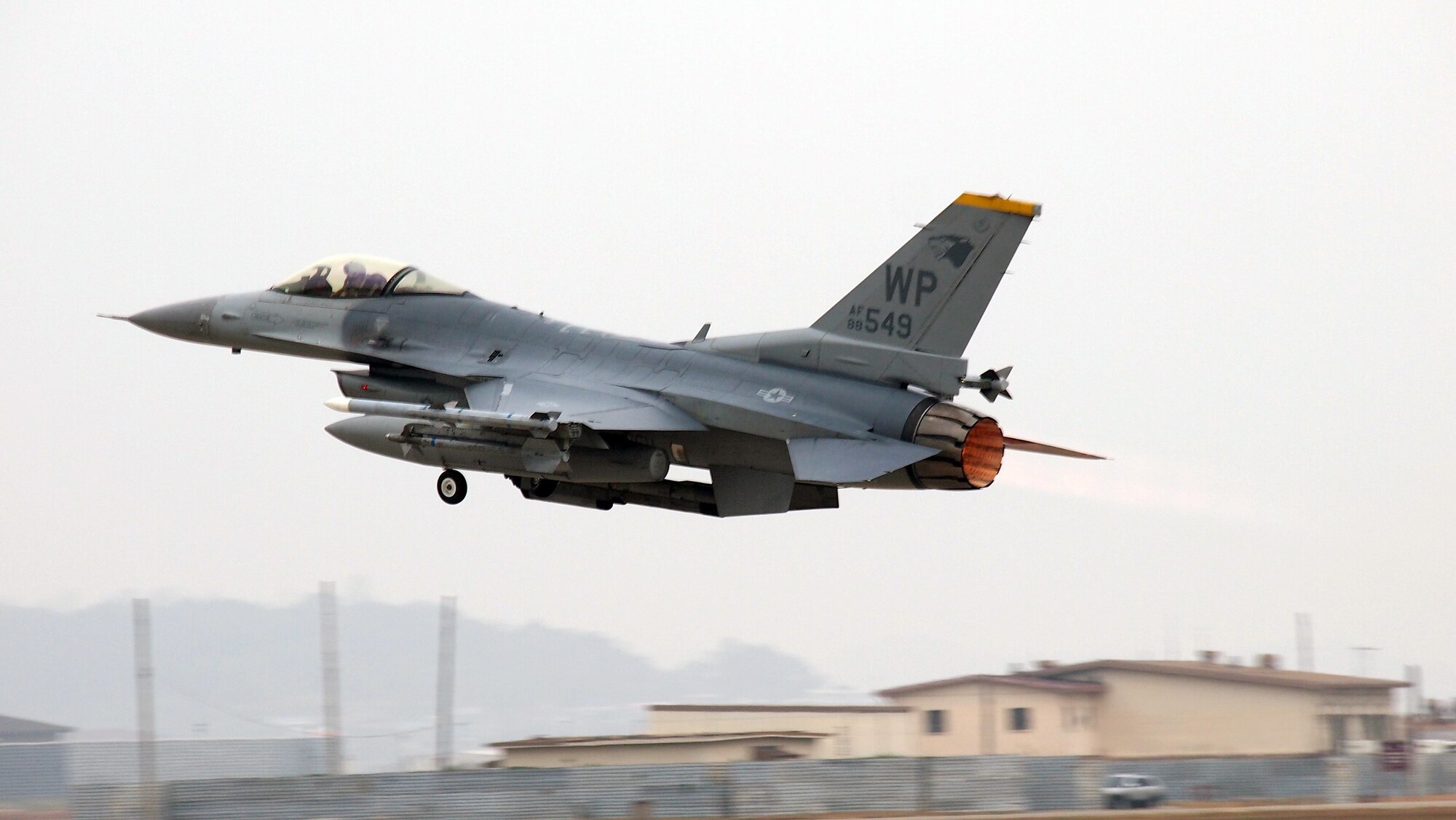 KUNSAN AIR BASE, Republic of Korea – A U.S. F-16 takes off from Kunsan Air Base, Republic of Korea to participate in Exercise Max Thunder Nov. 6, 2013. Max Thunder integrates U.S. and ROK forces to train on close air support missions to ensure mutual understanding and trust between the two nations. The exercise enhances the readiness of U.S. and ROK forces to defend the Republic of Korea  and sustain the capabilities which strengthen the ROK-U.S. Alliance. (U.S. Air Force photo by Tech. Sgt. Thomas J. Doscher)