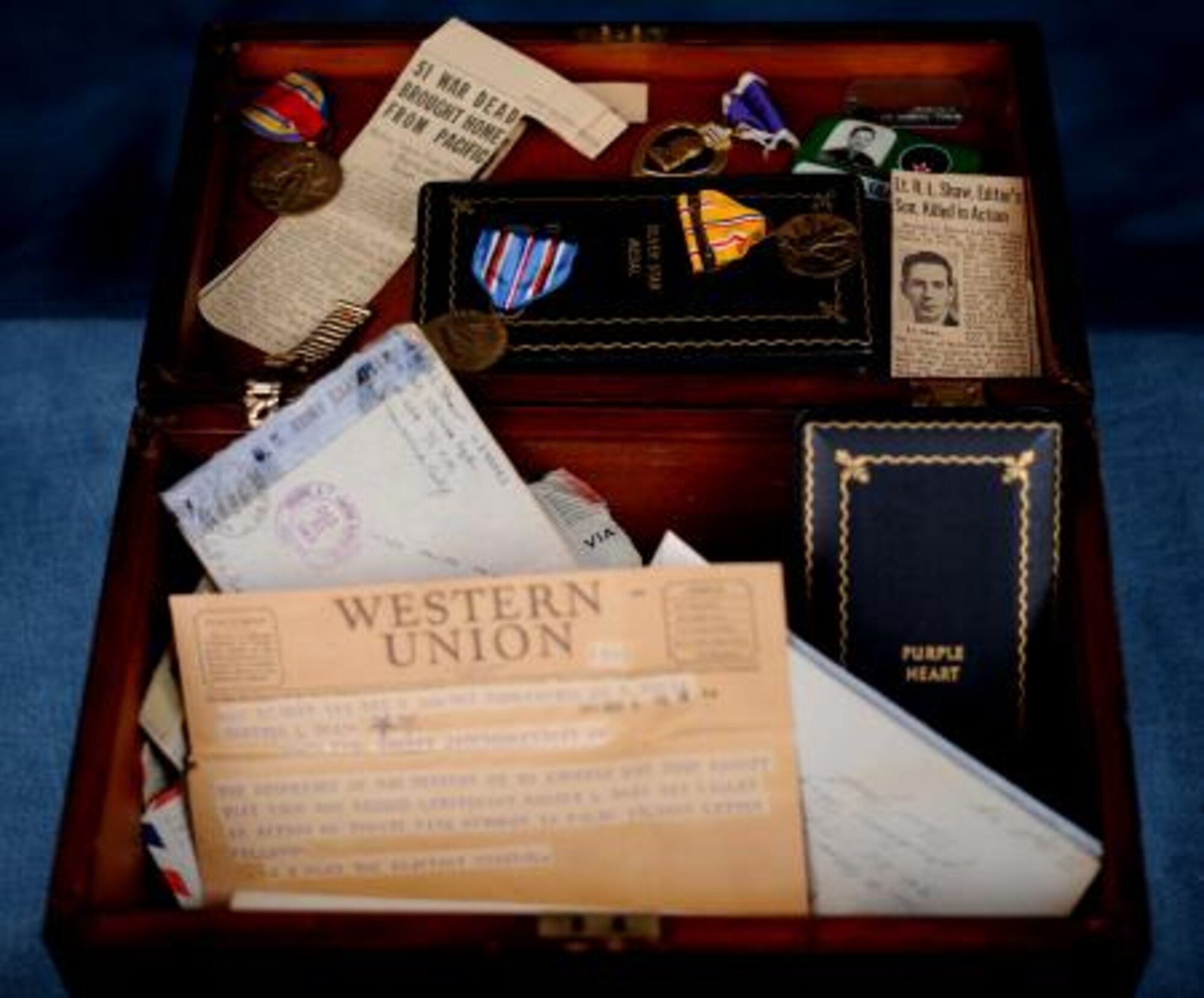 U. S. Army Air Force 2nd Lt. Robert Shaw was awarded the Purple Heart and Silver Star among several other medals. Shaw, an Army Air Force weatherman, died in World War II after sacrificing his life to protect his fellow Soldiers. (Courtesy photo/Released)