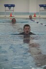 Future Marines of Recruiting Substation Fond du Lac spent some time in the pool at the Aquatic Center, Nov. 2, to help build their confidence and comfort in the water before taking the plunge at the Depot. The poolees went through a series of water familiarization drills before competing against each other in a water relay race.