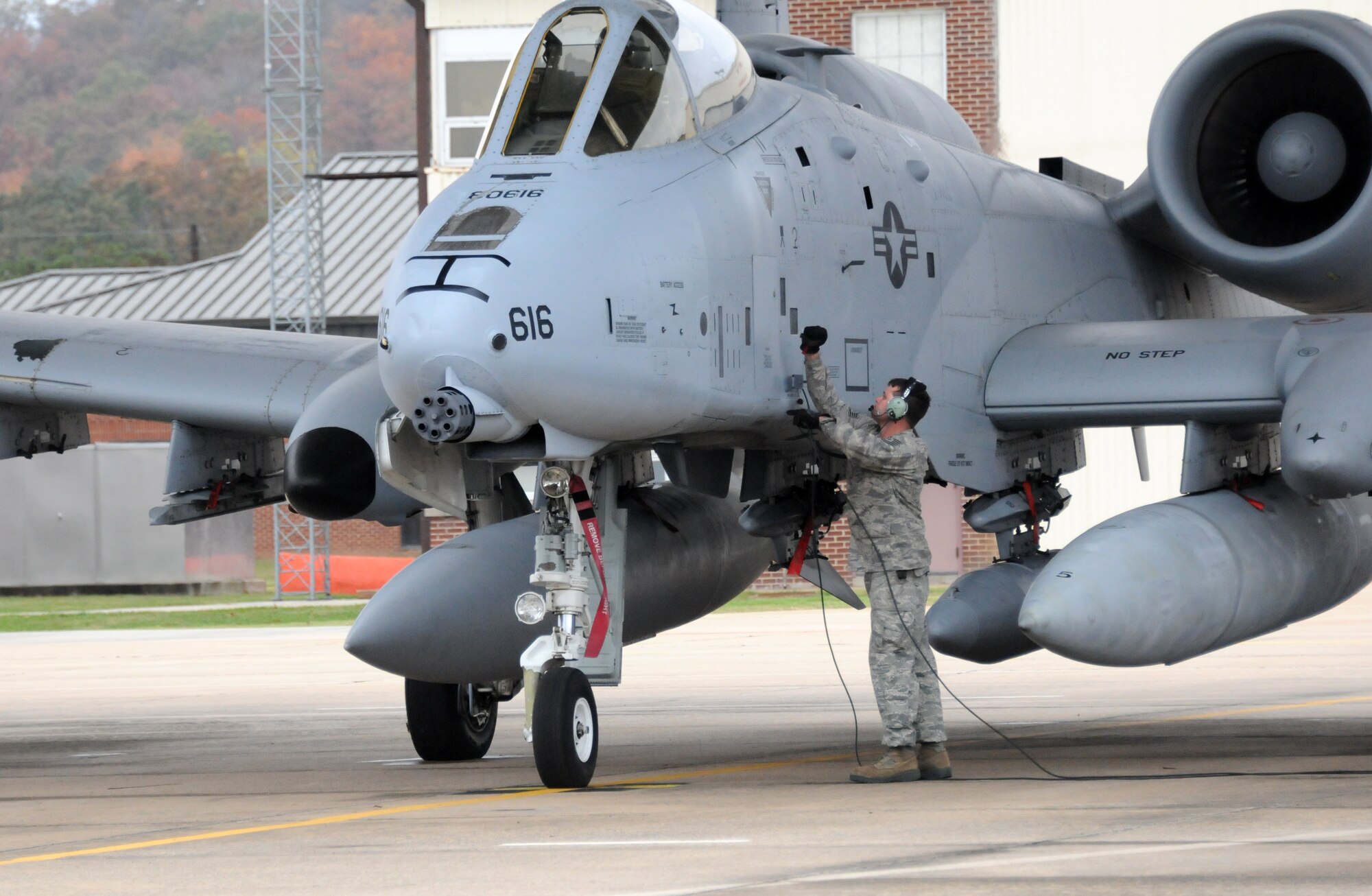 Another pair of A-10C Thunderbolt IIs roared off into the wild blue yonder Nov. 6 bound for Moody Air Force Base, Ga. Tail Nos. 0616 and 0642 departed the 188th Fighter Wing's Ebbing Air National Guard Base as part of the wing’s on-going conversion from a fighter mission to remotely piloted aircraft and Intelligence mission, which will include a space-focused targeting squadron. (U.S. Air National Guard photo by Tech Sgt. Josh Lewis/188th Fighter Wing Public Affairs)