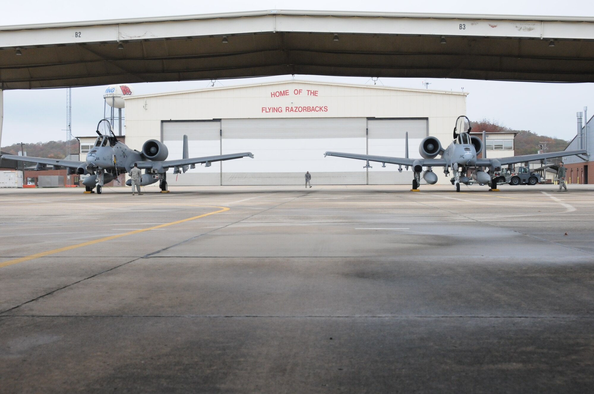 Another pair of A-10C Thunderbolt IIs roared off into the wild blue yonder Nov. 6 bound for Moody Air Force Base, Ga. Tail Nos. 0616 and 0642 departed the 188th Fighter Wing's Ebbing Air National Guard Base as part of the wing’s on-going conversion from a fighter mission to remotely piloted aircraft and Intelligence mission, which will include a space-focused targeting squadron. (U.S. Air National Guard photo by Tech Sgt. Josh Lewis/188th Fighter Wing Public Affairs)