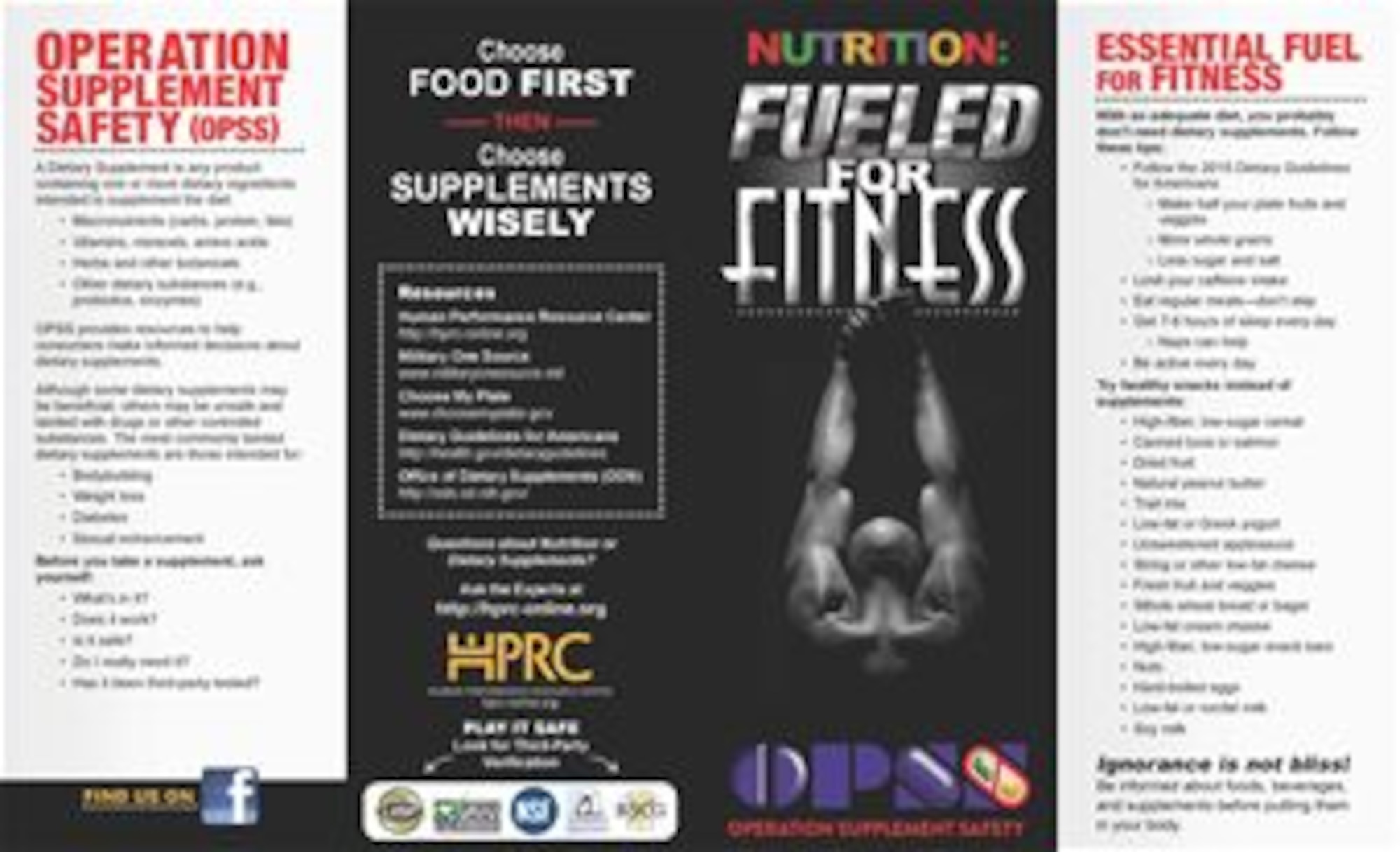 Page 1 of the "Fueled for Fitness" brochure. For more information, go to http://hprc-online.org.