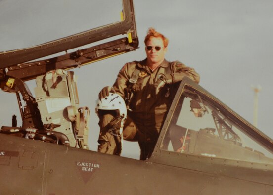Retired Lt. Col. James “Rusty” Mitchell poses with his A-10 Thunderbolt II in 1979 at the Royal Air Force Bentwaters, England. Mitchell’s military flying career took him around the world to places like South Korea, Colorado, and more, flying the A-10, then the F-16 Fighting Falcon. (Courtesy photo)