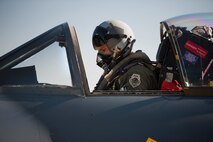 Dave Youtsey, Airborne Tactical Advantage Company pilot, conducts a final instrument check before playing the role of the “bad guy” for a Max Thunder sortie at Kunsan Air Base Republic of Korea, Nov. 7, 2013. During the 11th Max Thunder, the Airborne Tactical Advantage Company played the role of the opposition force challenging Airmen in a variety of scenarios. The ATAC Hawker Hunters were pitted against the combined force that employed 8th Fighter Wing F-16 Fighting Falcons, 51st Fighter Wing A-10 Thunderbolts II and F-16s, Marine Air Group 12 F-18 Hornets, AV-8B Harriers II, 35th Air Defense Artillery Brigade, 18th Wing E-3B Sentries, numerous ROKAF aircraft and accompanying support personnel during the two-week exercise. (U.S. Air Force photo by Senior Airman Armando A. Schwier-Morales/Released)