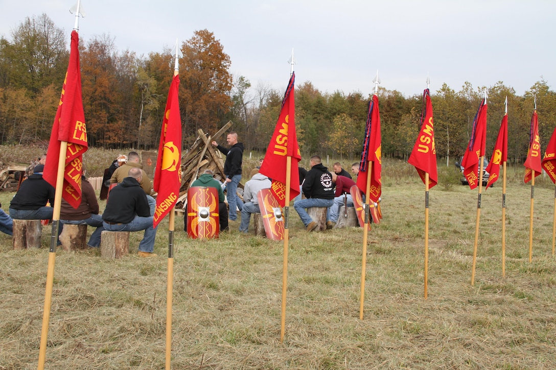 Recruiting Station Lansing Legionnaires celebrate Fiscal Year 13 accomplishments with a Roman “Triumph” celebration, in Mason, Mich. In ancient Rome, Triumphs were held in order to publicly celebrate military achievement. RS Lansing finished number one in 9th Marine Corps District, second overall in Western Recruiting Region and aim to improve in FY14. 