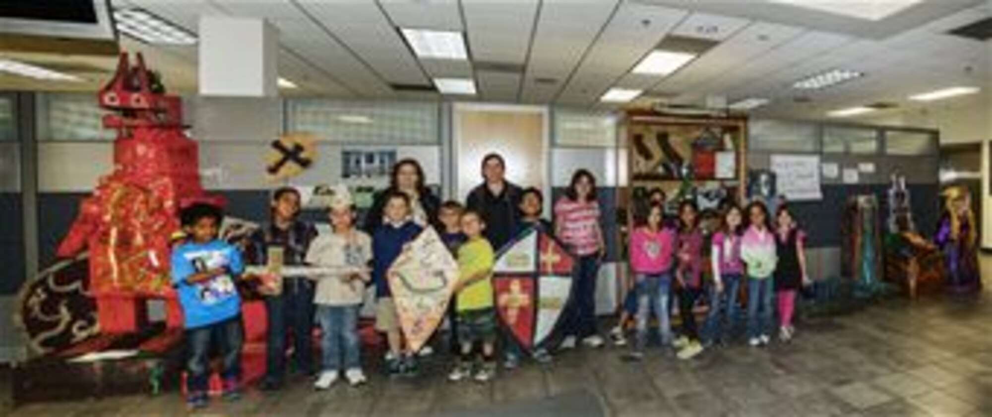 Children at the School Age Program created a display of 3-D art, “Recycling in the Land of Imagination,” which can be seen at Bldg. 3000. (U.S. Image by Rebecca Amber)