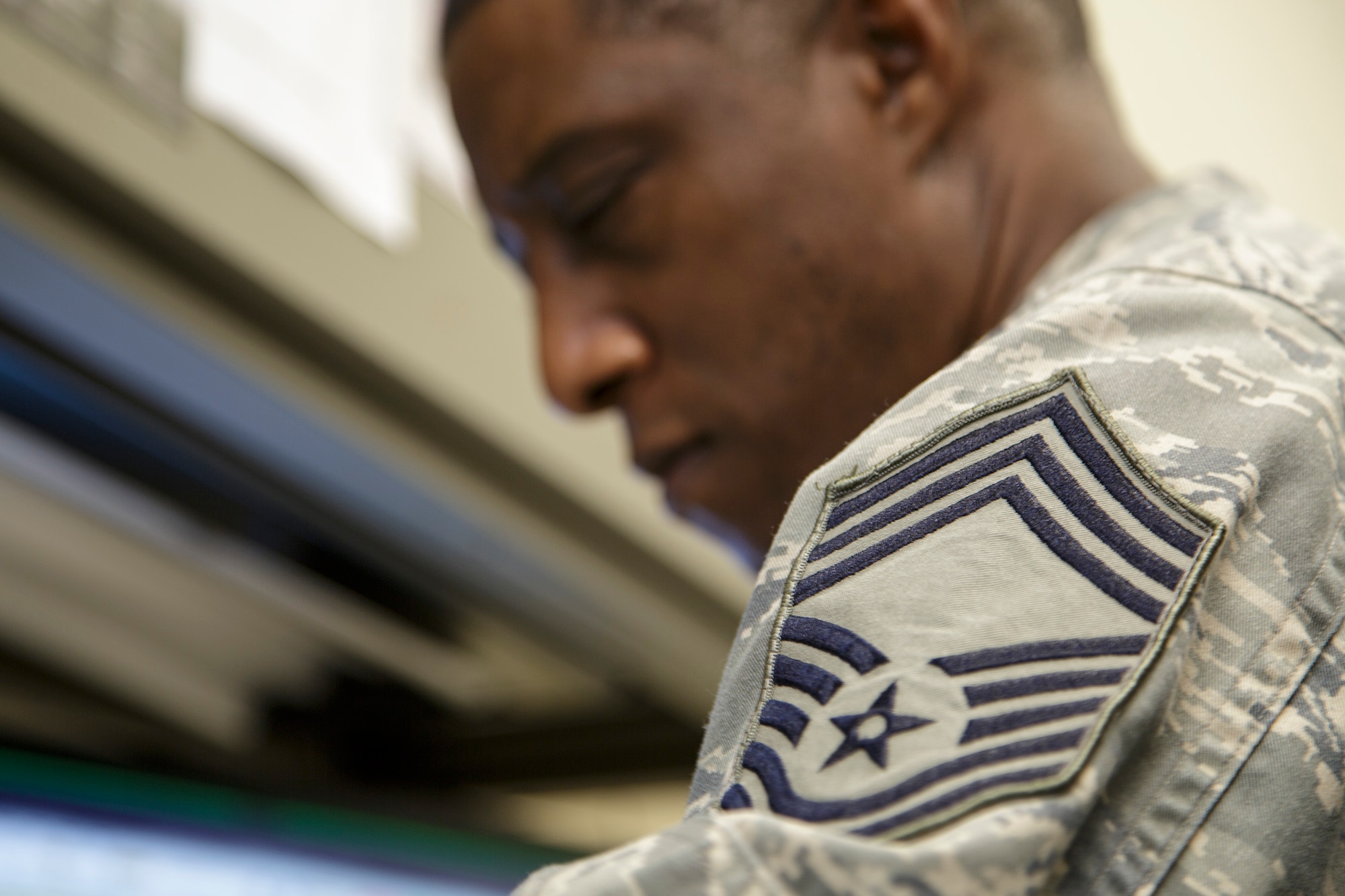 Chief Master Sgt. Arthur Green Jr., 36th Aerial Port Squadron chief of operations, has been in the military for 29 years. (U.S. Air Force Reserve photo by Master Sgt. Jake Chappelle)