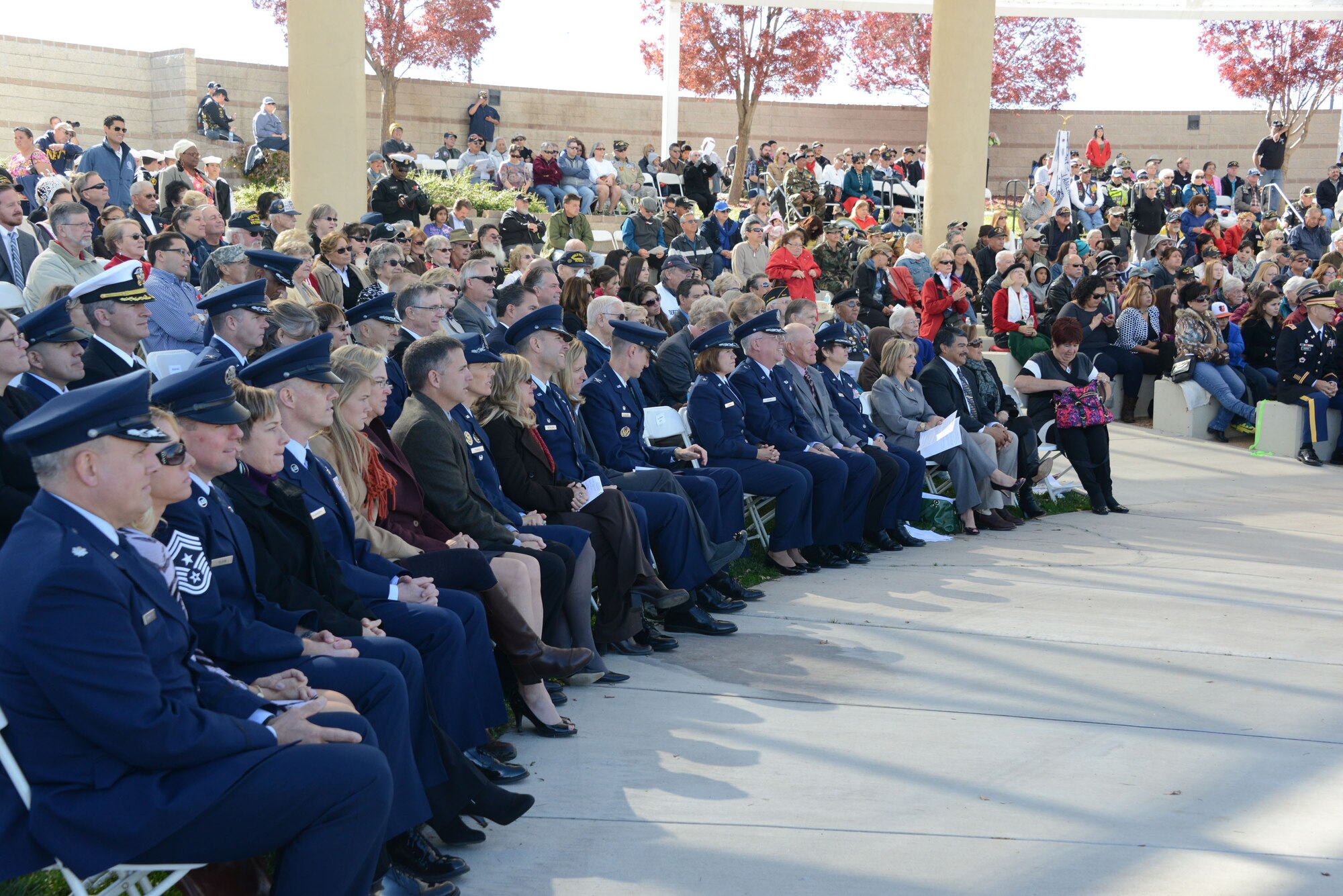 Members from the base and local communities gathered at Memorial Park Nov. 11 to honor the country's veterans at the Veterans Day Ceremony. (Photo by Dennis Carlson)