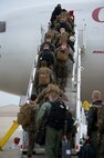 Marines depart Kunsan Air Base, Republic of Korea, Nov. 9, 2013, after participating in the two-week Max Thunder Exercise. The exercise showcased the team work of the Korean Air Power team, a mix of U.S. Air Force, U.S. Marine Corps and Republic of Korea Airmen working side by side. (U.S. Air Force photo by Senior Airman Armando A. Schwier-Morales/Released)