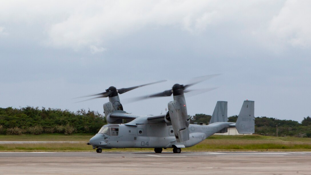 Four MV-22B Ospreys depart Marine Corps Air Station Futenma, Okinawa, Japan, Nov. 12 to support U.S. government humanitarian assistance and disaster relief operations in the Philippines, officially named Operation Damayan, meaning “help in time of need” in Tagalog. To date, there are approximately ¬¬250 U.S. personnel, led by 3rd Marine Expeditionary Brigade, III Marine Expeditionary Force, in support of Operation Damayan. The MV-22s and KC-130s have delivered 129,000 pounds of relief supplies – food, water and other emergency supplies – provided by the Philippine government and the U.S. Agency for International Development. The aircraft have also transported more than 160 displaced people from the Tacloban area and more than 140 relief and aid workers around the Philippines. This deployment will make eight Ospreys assigned to support relief efforts in the Philippines. The Ospreys are with Marine Medium Tiltrotor Squadron 262, Marine Aircraft Group 36, 1st Marine Aircraft Wing, III MEF. (U.S. Marine Corps photo by Lance Cpl. Diamond N. Peden/ Released) 