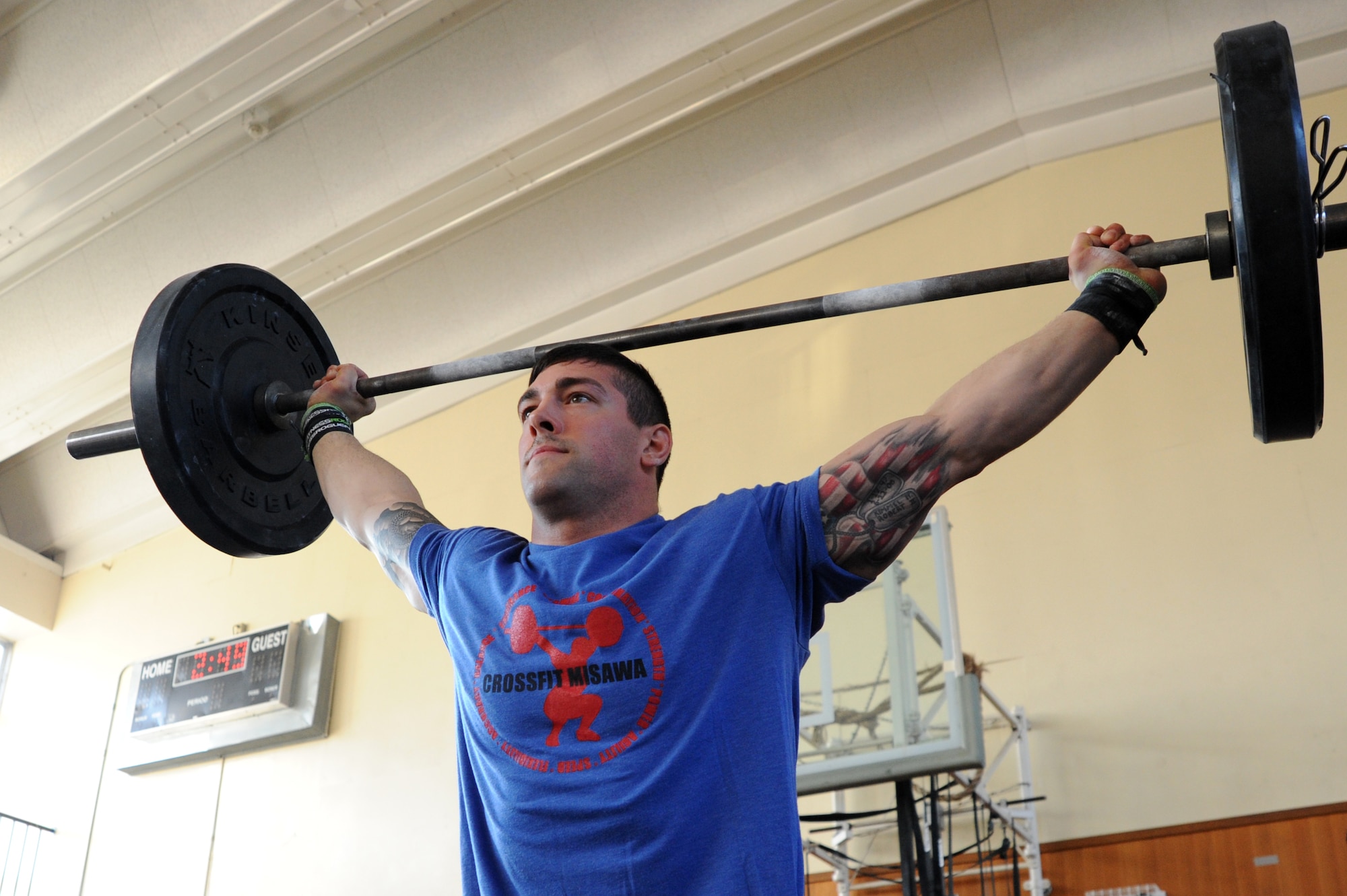 Airman 1st Class Denny Kimmel, 35th Force Support Squadron, works out at the fitness center at Misawa Air Base, Japan, Nov. 5, 2013. Kimmel said he defines resiliency as being dependable and having the ability to do whatever the Air Force asks of him. (U.S. Air Force photo by Senior airman Derek VanHorn)