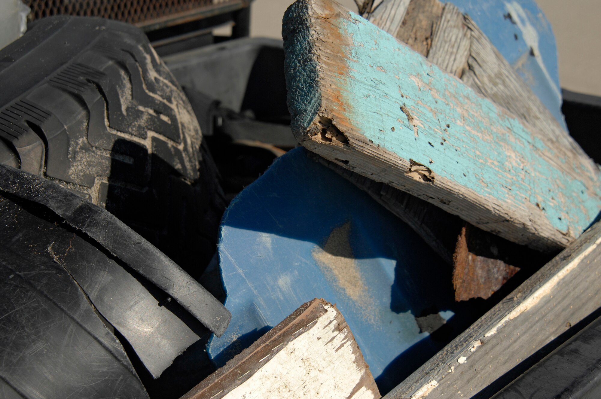 VANDENBERG AIR FORCE BASE, Calif. -- Trash and debris collected during Beach Cleanup Day is consolidated into a pile before it is picked up and delivered to the landfill here Wednesday, Nov. 13. (U.S. Air Force photo/Michael Peterson)