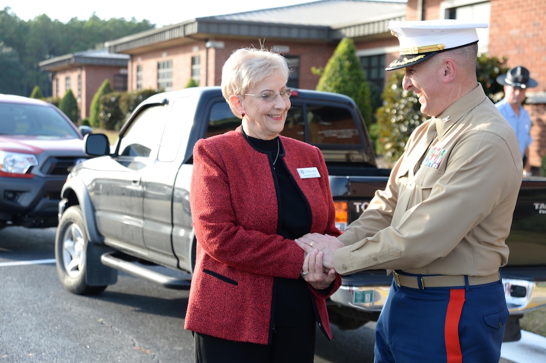 Officials at Marine Corps Logistics Base Albany welcomed Sandra Deal, wife of Georgia Gov. Nathan Deal, Tuesday. 
The First Lady of Georgia is scheduled to visit three of the state’s military installations that have been grant recipients of the Governor’s Office for Children and Families, which includes MCLB Albany.
The primary goals of the grant are to increase family and unit cohesiveness, and increase employment opportunities. Additional benefits include preparing youth for a safe and healthy transition into adulthood, improving skill sets of military spouses and youth, and providing résumé building opportunities.
Deal and members of her office and her grant review staff were greeted by base commanding officer, Col. Don Davis, participants and volunteers who highlighted benefits, events and programs the base implemented from the funding. 
This is the second year MCLB Albany has been awarded this grant. 
