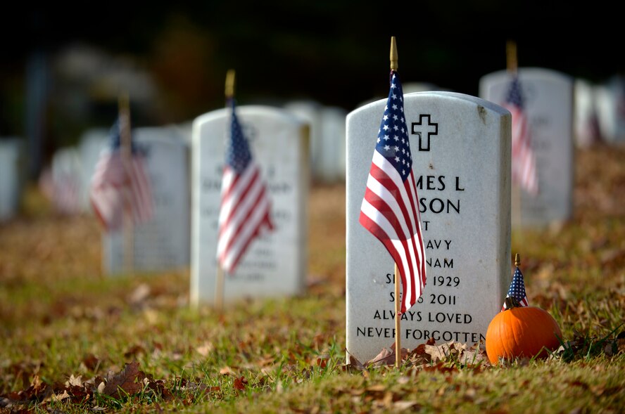 KNOXVILLE, Tenn. - Flags honor veterans buried at the Tennessee Veterans' Cemetery, Nov. 9, 2013. (U.S. Air National Guard photo by Master Sgt. Kurt Skoglund/Released)