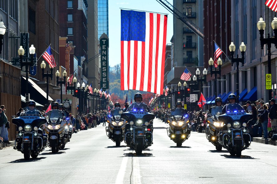 KNOXVILLE, Tenn. - The 88th annual Knoxville Veterans Day parade features over 100 local organizations as they pass by thousands of spectators, down Gay Street here, Nov. 11, 2013. (U.S. Air National Guard photo by Master Sgt. Kurt Skoglund/Released)