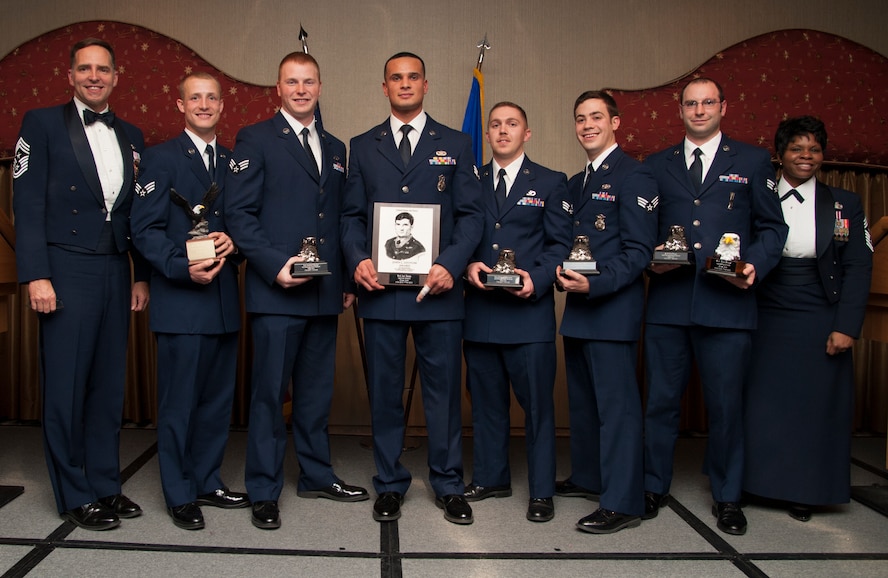 Congratulations to the awards winners for Airman Leadership School Class 14-A: Senior Airman Terry Smith, 5th Aircraft Maintenance Squadron, Commandant's Award; Senior Airman Andrew Yeingst, 5th Maintenance Squadron, Distinguished Grad; Senior Airman Isai Reyes, 91st Security Forces Group, John L. Levitow Award; Senior Airman Michael Melancon, 5th Civil Engineer Squadron, Distinguished Grad; Senior Airman Kameron Roy, 5th Security Forces Squadron, Distinguished Grad; Senior Airman Eric Bruce, 91st Missile Maintenance Squadron, Academic Achievement and Distinguished Grad. Congratulations to all graduates of Airman Leadership School Class 14-A graduates. (U.S. Air Force photo/Senior Airman Andrew Crawford)