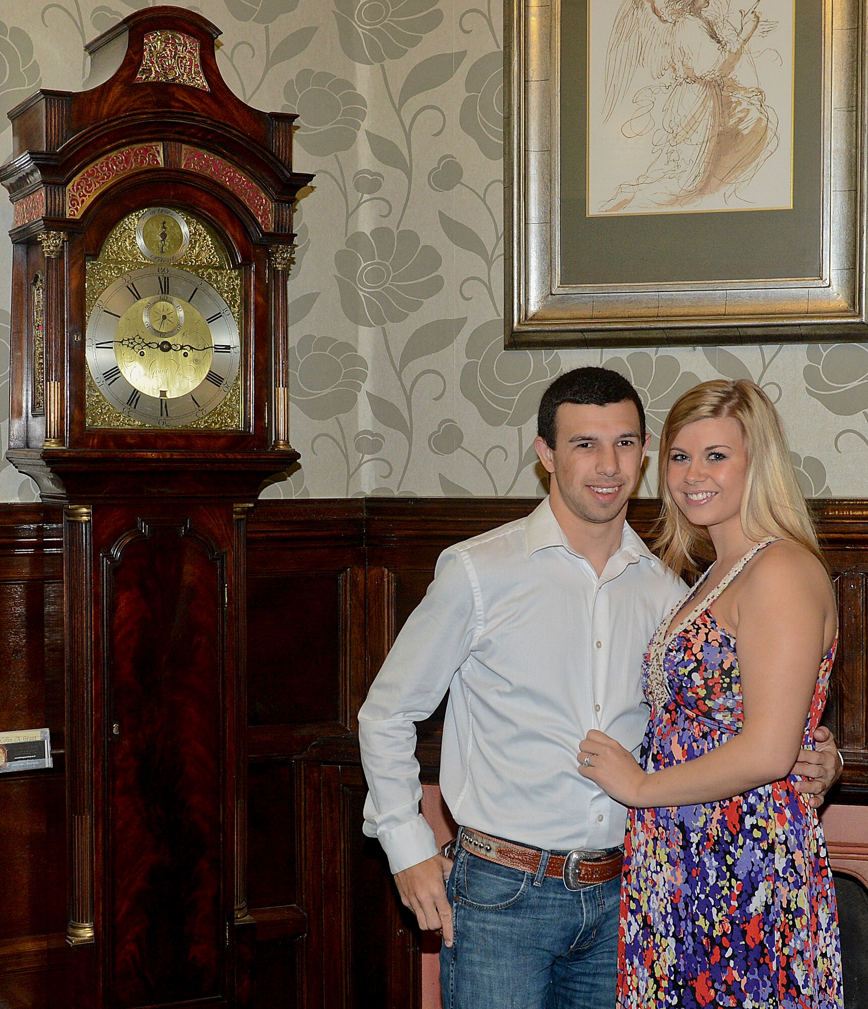 My wife Katie and I pose for a photo before ‘date night’ during a marriage care retreat at Dunston Hall in Norwich, England, Nov. 2, 2013. Katie and I have been married more than one year, and the retreat gave us tools to enrich and instill positive ways in a lasting marriage. (U.S. Air Force by Airman 1st Class Steven Wineman/Released)