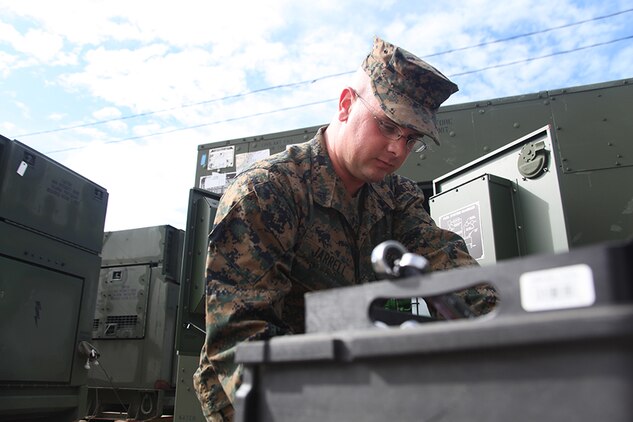 Cpl. Samuel Jarrell, a generator mechanic for Marine Wing Support Squadron 273, Engineer Company and recipient of the Utilities Marine of the Year Award, works on a generator aboard Marine Corps Air Station Beaufort, Nov. 5. jarrell received the award after more than 200 hours of heavy equipment operation, responding to 60 power generation trouble calls and providing more than 20,000 hours of uninterrupted power generation. 