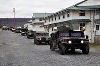 U.S. soldiers with the 28th Military Police Company, Pennsylvania Army National Guard, prepare to depart from Fort Indiantown Gap, Pa., Nov. 4, 2012, to support Hurricane Sandy relief efforts in the New York City area.