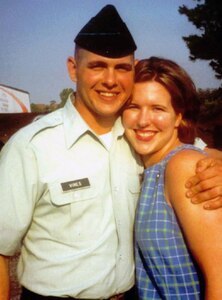 Caleb and Brannan Vines pose at Fort Benning, Ga., in 2002, after Caleb graduated from basic training. He left the Army as a sergeant after a series of blasts he experienced during two deployments to Iraq left him with a traumatic brain injury and post-traumatic stress disorder. Frustrated by their three-year search for a diagnosis and the isolation that came with Caleb's injuries, Brannan founded an online support organization for other caregivers, Family of a Vet.