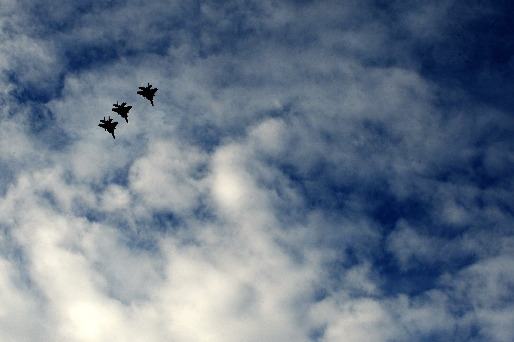 F-15E Strike Eagle aircraft fly over Seymour Johnson Air Force Base, N.C, during Exercise RAZOR TALON, Nov. 15, 2013. RAZOR TALON is a monthly, large force exercise and joint-unit training opportunity to emply cutting edge operational concepts on the Atlantic Coast. (U.S. Air Force photo by Tech. Sgt. Brittany E. Jones)