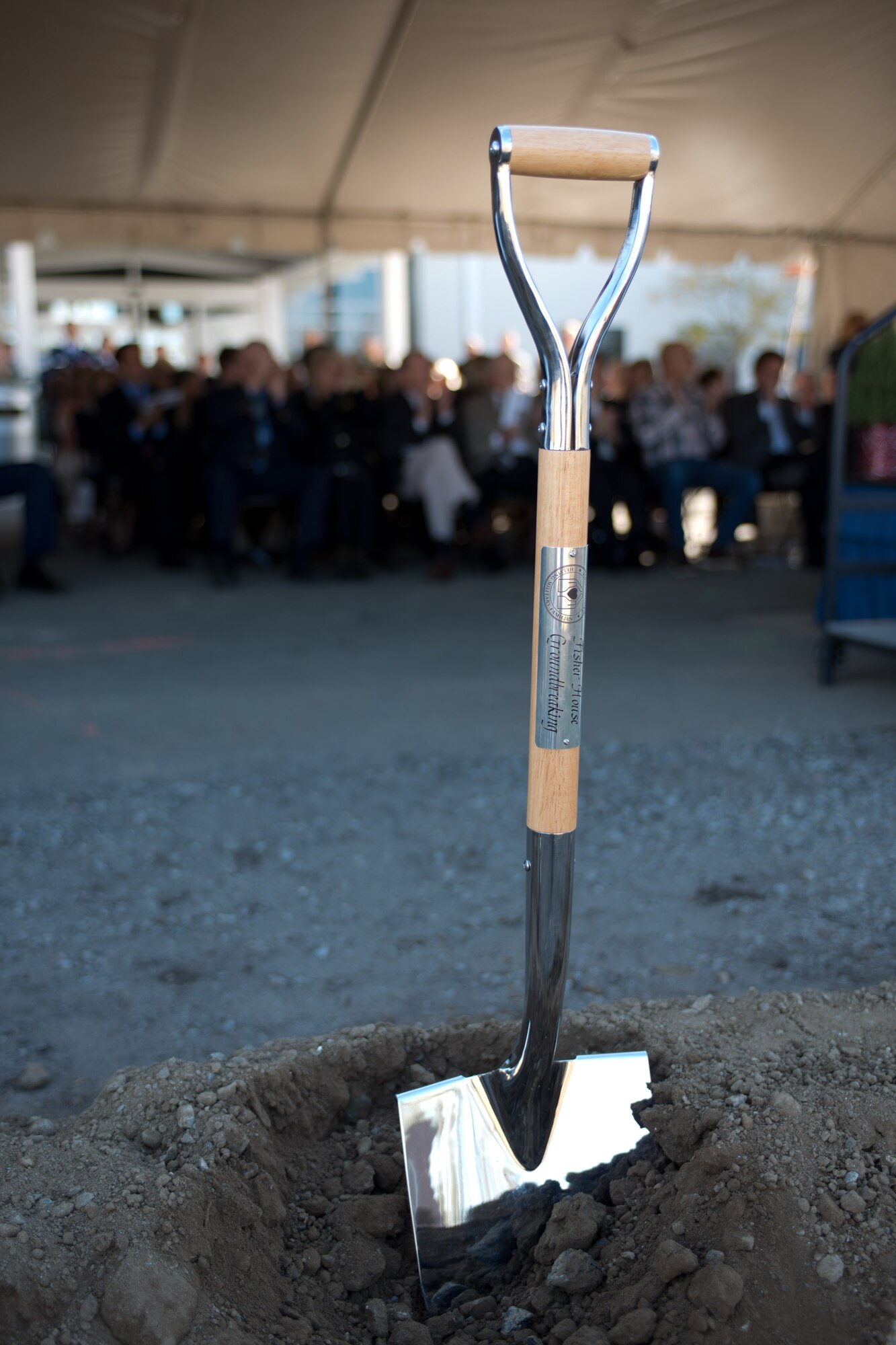 Air Force and civilian dignitaries from Northern California gathered at Travis AFB, Calif., Nov. 13, 2013, to celebrate and take part in a ceremonial ground breaking ceremony for a second Fisher House at the base. The current Travis Fisher House has been occupied 100 percent with 15 to 20 people on the waiting list since 2009. In 2012 the Fisher House Foundation served more than 19,000 families, saving veterans and military families an estimated $30 million in food, lodging and transportation costs during their medical care and rehabilitation. (Air Force photo/Ken Wright)
