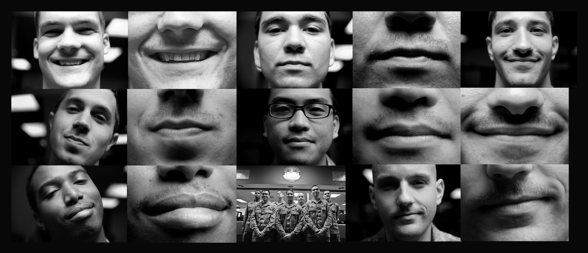 U.S. Air Force Airmen from the 509th Comptroller Squadron are participating in No-shave November along with various participants of the 509th Bomb Wing Staff to boost camaraderie and raise awareness for prostate and testicular cancer. The men began growing their mustaches Nov. 1 and will take a group photo at the end of the month to show their progress. (U.S. Air Force photo illustration by Staff Sgt. Nick Wilson/Released)