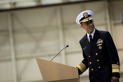 Admiral Cecil Haney delivers remarks during the Strategic Command change of command ceremony at Offutt Air Force Base, Omaha, Nebraska Nov. 15, 2013. Haney assumed command from General Robert Kehler during the ceremony. Photo by Erin A. Kirk-Cuomo (Released)