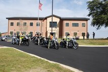 Over 10 433rd Airlift Wing motorcycle riders prepare to depart Joint Base San Antonio-Lackland for a ride to Bandera, Texas on Nov. 16, 2013 after receiving their annual safety briefing. (U.S. Air Force Photo/Capt. Philip Cortez)