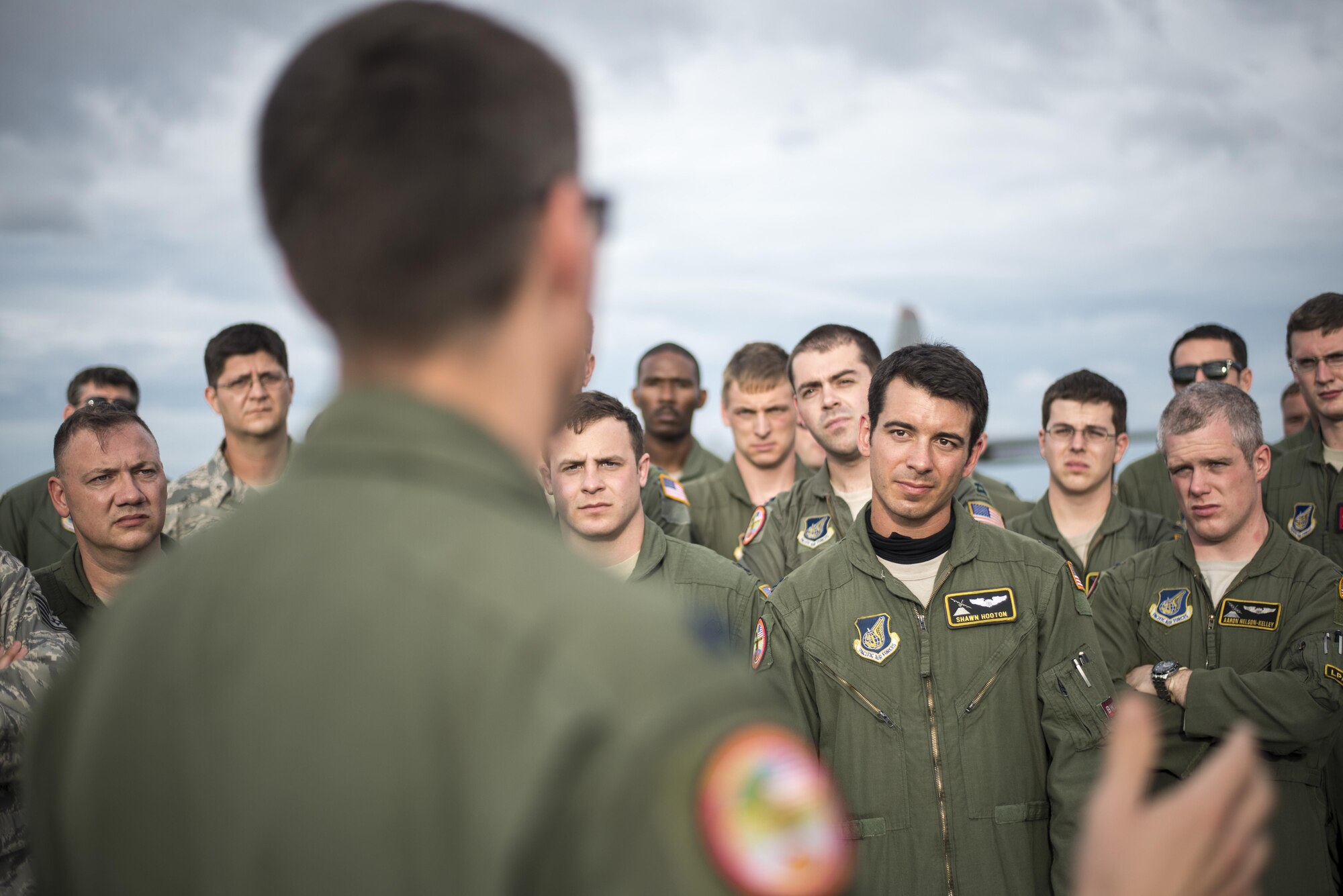 Lt. Col. Jeff Menasco, 36th Airlift Squadron commander, briefs a team of Airmen from Yokota Air Base, Japan, on their mission to support the disaster relief effort in the Philippines at U-Taphao Airport, Thailand, Nov. 15, 2013. The Airmen were returning from exercise Cope South in Bangladesh when they were redirected to the real-world humanitarian aid mission.  