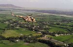 An Afghan Mi-17 helicopter begins a resupply mission to a remote Afghan base in eastern Afghanistan, Aug. 5, 2013. The Afghan Air Force, with about 60 Mi-17 helicopters, took over the resupply mission of Afghan bases in the spring of 2013.