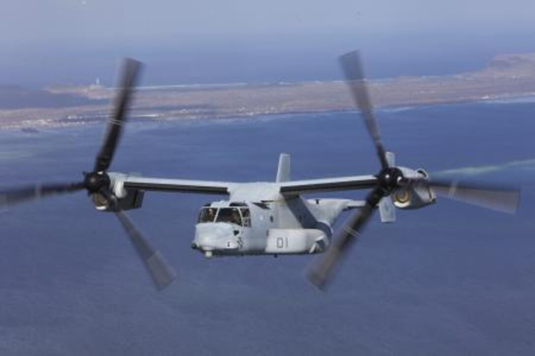 An MV-22B Osprey departs Tacloban Air Base, Nov. 16 during an airlift as part of Operation Damayan. The Osprey provides a unique capability in this type of operation due to its vertical takeoff and landing capabilities and its ability to convert quickly to fixed wing configuration, giving it increased speed and range. The Osprey, with 3rd Marine Expeditionary Brigade’s aviation combat element, III Marine Expeditionary Force, is supporting the government of the Philippines in providing relief supplies and airlift capability for citizens affected by Typhoon Haiyan