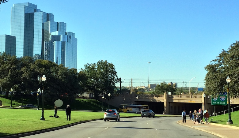 Heading down Elm Street today toward the Triple Underpass, Dallas has a new skyline.