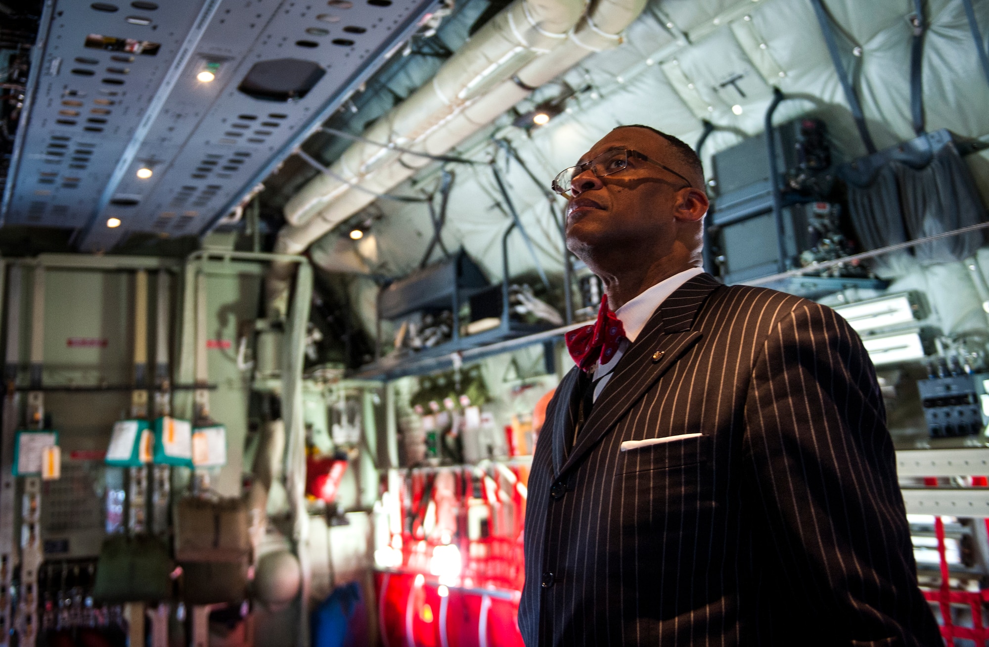 The Rev. J.P. Miller, Valdosta State Prison chaplain and Beulah Temple Ministries pastor, looks at the inside of a HC-130J Combat King II during the Partners for Spiritual Fitness for Moody Warriors visit at Moody Air Force Base, Ga., Nov. 14, 2013. One goal of the visit was to show local clergy members how Airmen live and work to help local churches better provide for Airmen. (U.S. Air Force photo by Senior Airman Jarrod Grammel/Released)

