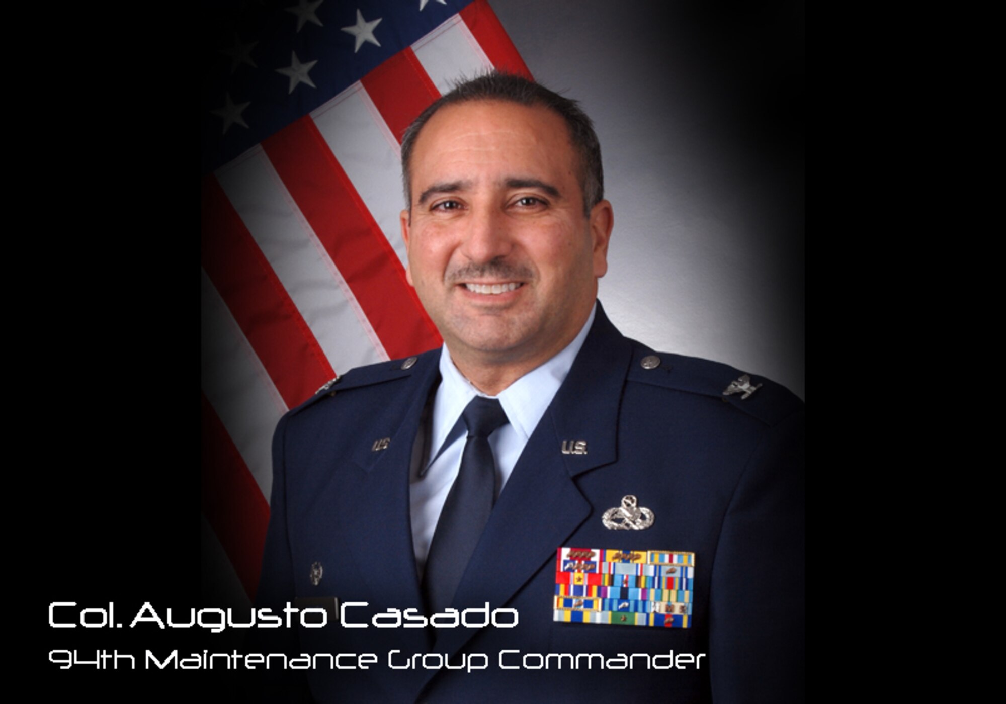 Col. Augusto Casado is the 94th Maintenance Group Commander, Dobbins Air Reserve Base, Ga. (U.S. Air Force illustration/James Branch)
